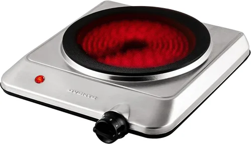 OVENTE Quemador individual infrarrojo para encimera, placa eléctrica de 1000 W con placa de cocina de vidrio cerámico de 7.5 pulgadas, ajuste de