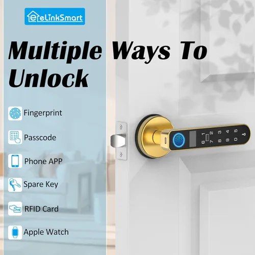 Miniatura 2 de Cerradura de puerta de entrada sin llave con código RFID tarjeta NFC APP Keypad, manija de puerta interior automática biométrica inteligente