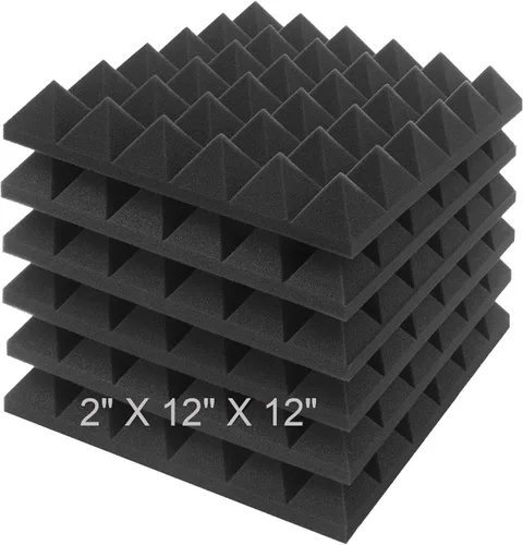 Miniatura 19 de JBER - Paquete de 12 paneles acústicos de espuma para pared de estudio, acolchonados, insonorizados, ignífugos, de 1 x 12 x 12 pulgadas Negro No