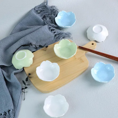 Miniatura 7 de WAIT FLY Hermosos platos de cerámica con forma de Sakura de 3 pulgadas, soportes para bolsas de té, platillo de ketchup / platos