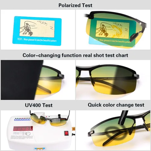 Miniatura 7 de Gafas de sol polarizadas fotocrómicas para hombre Al-Mg marco de metal gafas de conducción deportivas protección UV400 gafas antirreflejos Lente