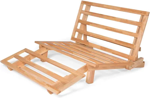 Marco triple de madera de sofá cama, futón de madera - (Ahorro de espacio, acabado natural) Ideal para espacios pequeños, casas rodantes y muebles