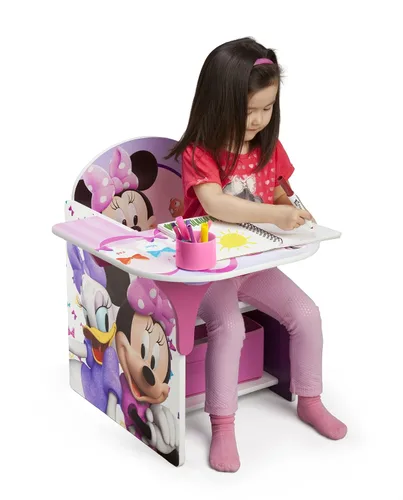 Miniatura 7 de Delta Children Organizador de libros y juguetes de lujo, certificado Greenguard Gold, Disney Minnie Mouse y escritorio con silla con compartimento