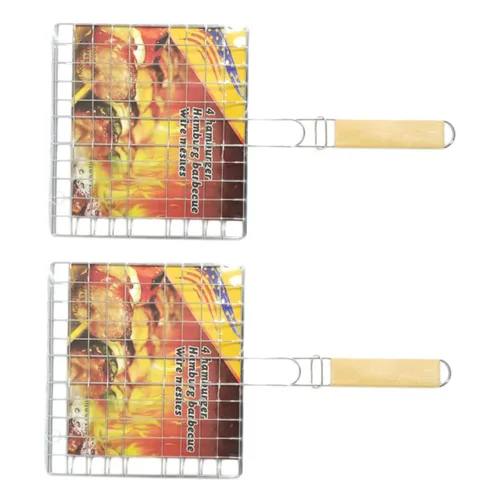 2 clips de alambre de hierro para barbacoa, herramientas simples para barbacoa al aire libre para asar pescado, carne, verduras, clips de barbacoa