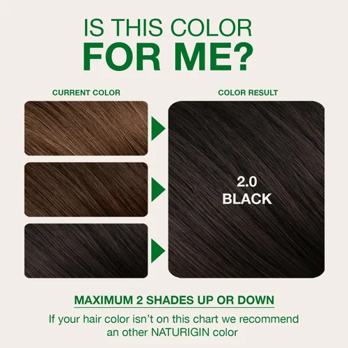Miniatura 5 de Naturigin Tinte permanente para el cabello, negro 2.0, sin amoníaco, cobertura 100% de canas, fórmula natural nutritiva, para todo tipo de cabello