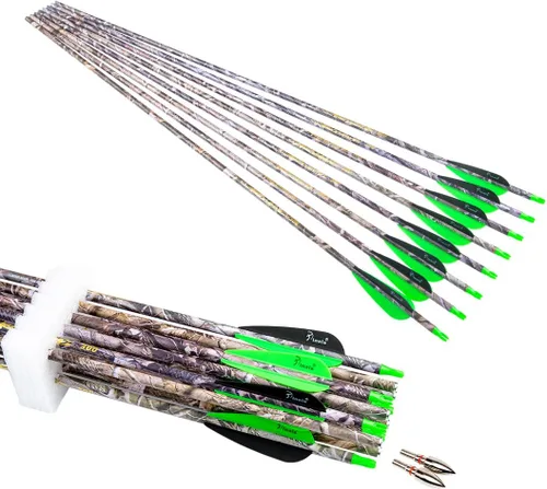 Flechas de caza de carbono de 28 pulgadas 300 340 350 400 espina dorsal de carbono para arco recurvo compuesto práctica objetivo 28 30 pulgadas