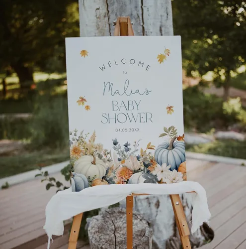 Miniatura 19 de Cartel de bienvenida de baby shower, cartel de bienvenida editable con texto en inglés "It's a Girl Woodland", letrero de bienvenida de baby shower