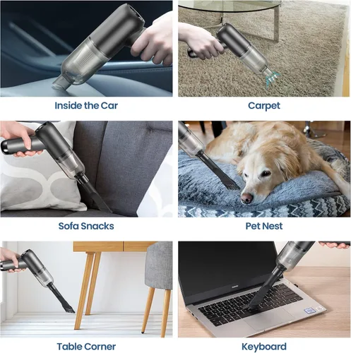 Miniatura 4 de Aspiradora portátil inalámbrica de mano para automóvil con potente succión, mini barredora de alta potencia, eliminador de polvo, ligera, fácil