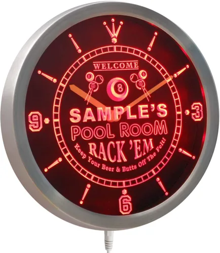 Miniatura 3 de ADVPRO ncpy-tm Pool Room Personalizado Tu Nombre Bar Pub Game Neon Sign LED Reloj de pared