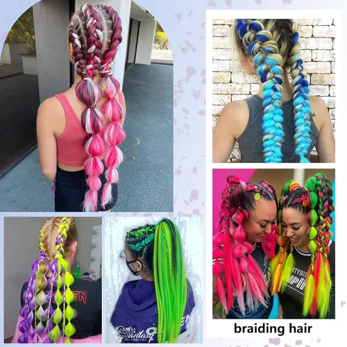 Miniatura 7 de Cabello trenzado verde con lentejuelas de 26 pulgadas, preestirado, trenzas de textura Yaki, extensiones de cabello pre plumadas, 3 paquetes, fácil