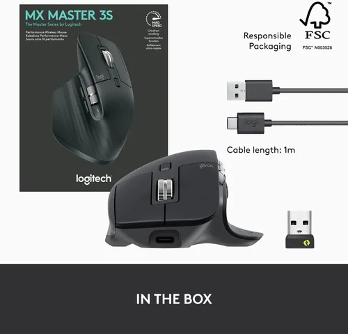 Miniatura 11 de Logitech Ratón Inalámbrico de Rendimiento MX Master 3S - Grafito Con Receptor Bolt