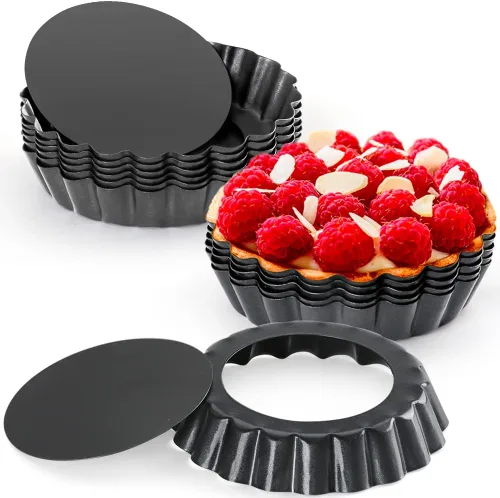 Miniatura 10 de 6 moldes para tarta de huevo, mini sartenes de 3 pulgadas con parte inferior extraíble, molde para magdalenas para magdalenas, molde de hojalata