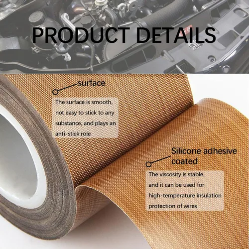 Miniatura 6 de Hoerev 5 milx1/2 x 33 yardas, cinta adhesiva de PTFE recubierta de tela de vidrio para superficie antiadherente, impresión 3D, máquinas de sellado