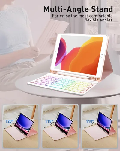 Miniatura 4 de Funda para teclado Galaxy Tab S6 Lite de 10.4 pulgadas 2024/2022/2020, cubierta de teclado Bluetooth magnético desmontable con retroiluminación de 7