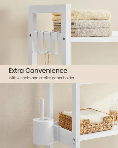 Miniatura 4 de SONGMICS Almacenamiento sobre el inodoro, organizador de baño de 4 niveles con estantes ajustables, 10.2 x 32.7 x 72.8 pulgadas, ahorro de espacio