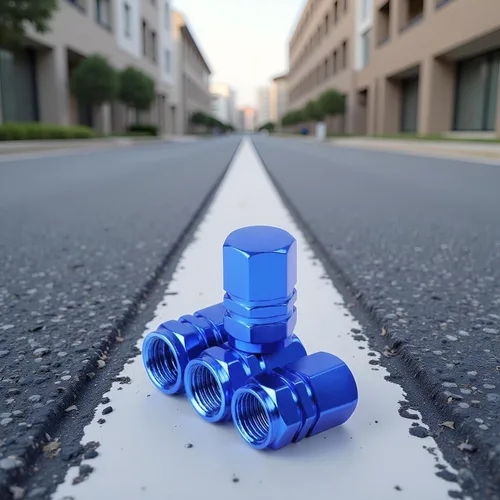 Miniatura 2 de Tapones azules para válvulas de neumáticos, tapas de válvula de neumático de alta resistencia, tapas de rueda de aleación de aluminio, accesorios