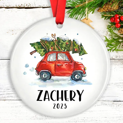 Miniatura 8 de Adornos de Navidad personalizados para camión volquete, adorno personalizado para bebé, adornos para árbol de Navidad para niños, adornos de camión