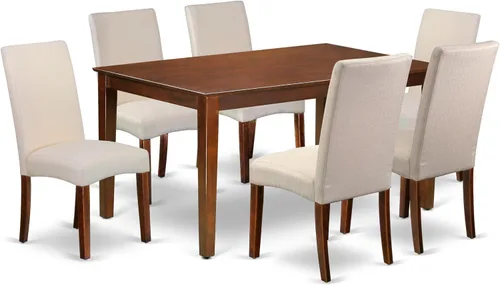Miniatura 13 de East West Furniture CADR5-CAP-03 - Juego de mesa de comedor moderno de 5 piezas, incluye una mesa rectangular de madera y 4 sillas Parson tapizadas