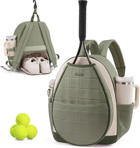 Miniatura 17 de Sucipi Bolsas de tenis para mujeres, Mochila bolsa acolchada para raqueta de tenis para raqueta de tenis, palas de pickleball, bádminton Negro