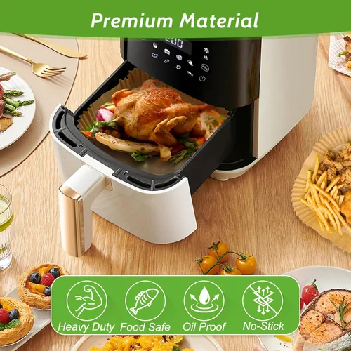 Miniatura 3 de 360 piezas de 16,5 cm de lado forros desechables para freidora de aire, papel de pergamino sin blanquear y resistente para freidora de aire, sin