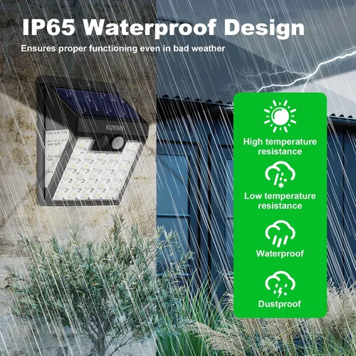 Miniatura 6 de Luces solares al aire libre, luz de pared con sensor de movimiento de 72 LED, IP65 impermeable y 3 modos de iluminación, luz de seguridad