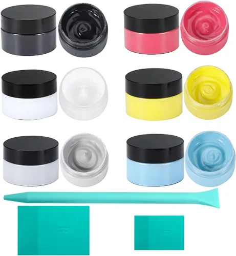 Miniatura 11 de Pasta de tiza para plantillas de serigrafía. Tinta de serigrafía, pigmento para madera, camisetas, tela, pizarra, decoración del hogar (12 botellas)