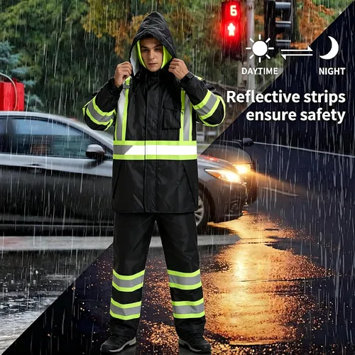 Miniatura 3 de SRsafety Equipo de lluvia de alta visibilidad, equipo de lluvia de trabajo de alta visibilidad clase 3 para hombres, trajes de lluvia de construcción