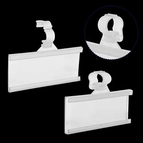 200 soportes de etiquetas de plástico para estantes de alambre con 200 tarjetas en blanco, soportes reutilizables para etiquetas de precio con
