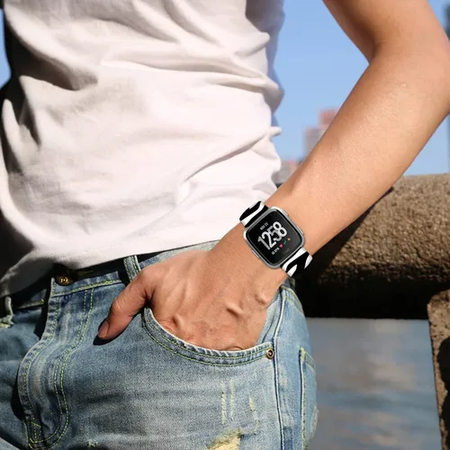 Miniatura 6 de Correas de reloj de silicona suave compatibles con Fitbit Versa 2/Versa/Fitbit Versa Lite/SE, correa de repuesto con bonito patrón floral de 0.98