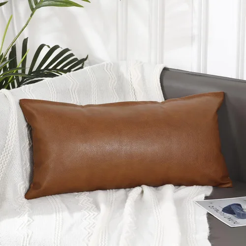 Miniatura 2 de PANOD Fundas de Almohada Lumbar Largas 12 x 22, Fundas de Almohada Lumbar Largas Decorativas de Cuero Sintético Funda de Almohada para Cama Sofá
