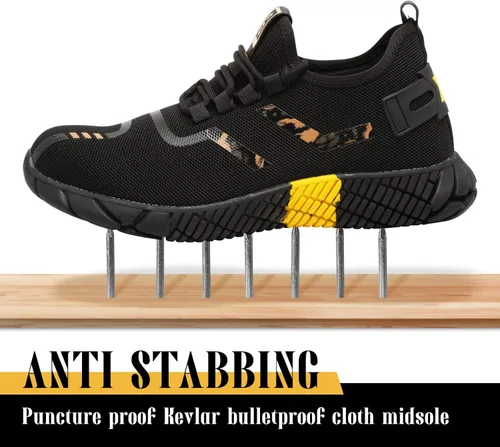 Miniatura 4 de GODUNSHER Steeel Toe Zapatos de trabajo para hombres y mujeres, ligeros, cómodos, zapatos de seguridad