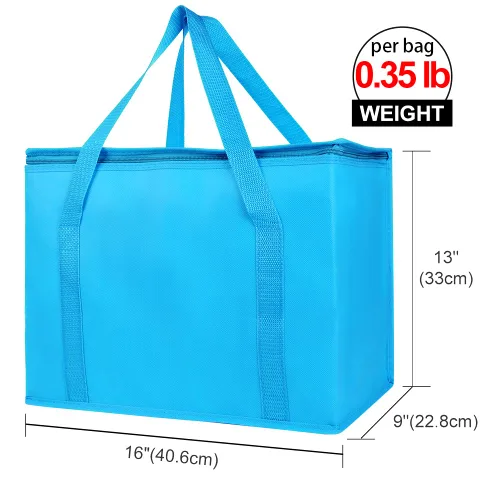 Miniatura 2 de Bodaon - Paquete de 2 bolsas de comestibles aisladas reutilizables para compras, tamaño XL, bolsas de entrega de alimentos suaves para Azul