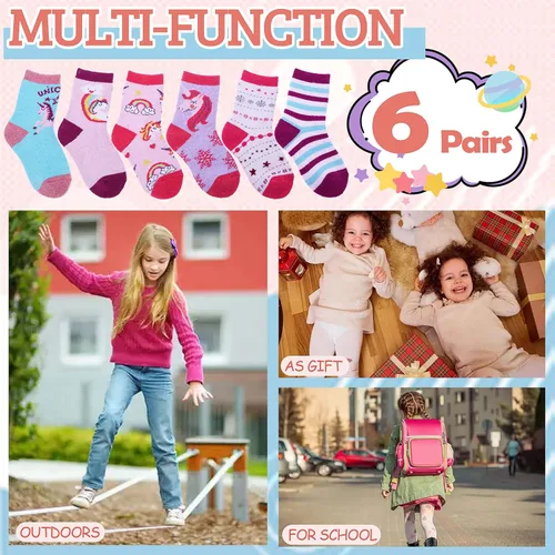 Miniatura 6 de MOGGEI Calcetines cálidos de lana para niños y niñas pequeños de invierno, gruesos, para senderismo, pesados, térmicos, acogedores, para botas, 6