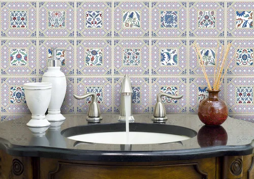 Miniatura 10 de IRI-GIRI Adhesivos para azulejos de loseta en muro Calcomanías de pared de vinilo impermeables de 4 x 4 pulgadas para cocina y baño Azulejos