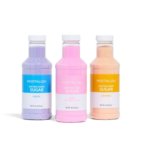 Miniatura 8 de Nostalgia Kool-Aid - Kit variado de algodón de azúcar – 3 sabores de azúcar de hilo dental (frambuesa azul, fresa, ponche tropical) – Botellas de 7