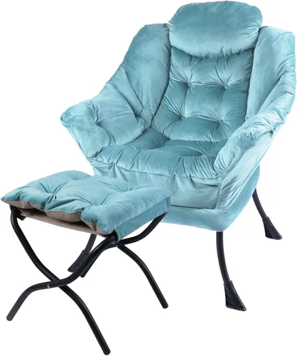 Miniatura 7 de Silla reclinable con otomana plegable, sillas de sala de estar, silla de salón contemporánea de acento, silla de sofá de ocio con marco de acero