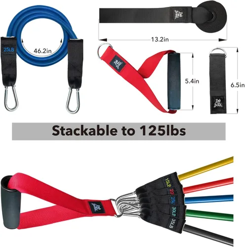 Miniatura 6 de BOB AND BRAD Bandas de resistencia, juego de bandas de resistencia para entrenamiento apilables de hasta 125-150 libras, bandas de ejercicio con 125
