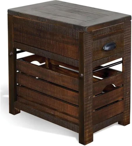 Pemberly Row Mesa auxiliar de silla de madera de caoba de 15" en hoja de tabaco