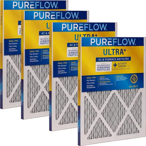 Miniatura 35 de PureFlow - Filtro de aire para horno doméstico de 12 x 12 x 1, con 4 capas de tecnología de filtración avanzada, MERV-13 paquete de 2