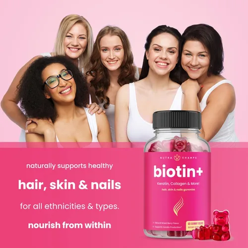 Miniatura 4 de NutraChamps Paquete completo de biotina para cabello, piel y uñas. Paquete de 2 biotina y biotina +