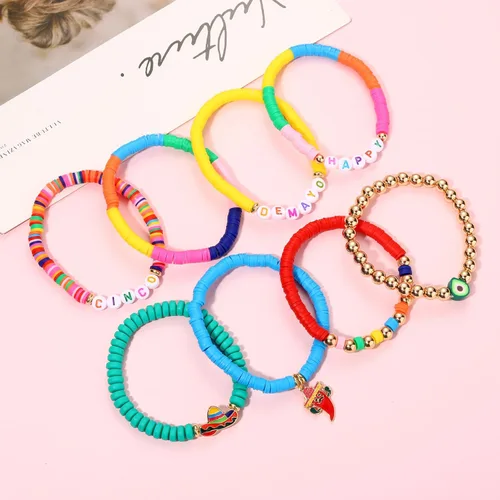 Miniatura 269 de Surfer Heishi - Pulseras apilables para mujer, apilables, de vinilo arcoíris, disco de arcilla, pulseras elásticas para la amistad, joyería bohemia