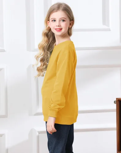 Miniatura 3 de Bingerlily Sudadera casual de manga larga para niñas, cuello redondo, lindo suéter de ajuste relajado