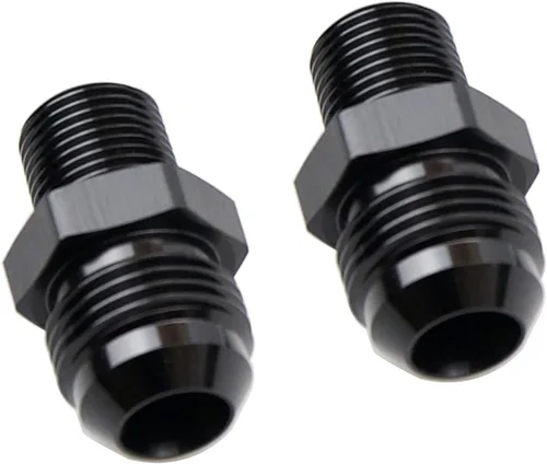 Miniatura 47 de Adaptador de tubo de manguera de combustible de aluminio recto 16AN acampanado a 3/4" NPT macho Unión de rosca negro
