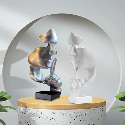 Miniatura 4 de aboxoo Estatuas abstractas El silencio es oro Objetos decorativos, estatuilla moderna y simple de resina, decoración de escritorio para piano