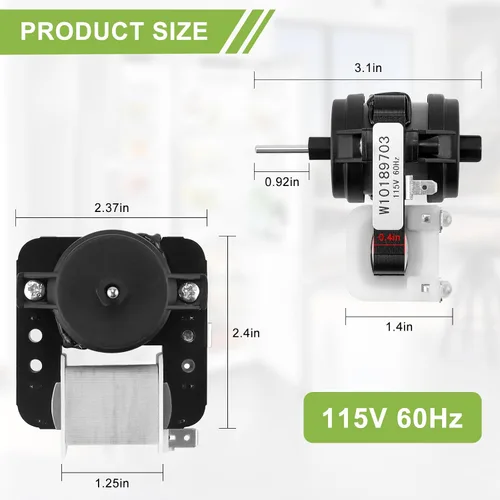 Miniatura 3 de [Actualizado] AMI PARTS W10189703 - Motor de ventilador evaporador para refrigeradores Whirl-Pool Ken-More - Reemplaza WPW10189703, AP6016598