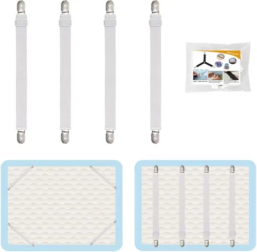 Miniatura 15 de 8 clips de correas ajustables para sábanas, soporte elástico para sujetar sábana de colchón y tirantes, agarradores para sujetar sábanas, colchones