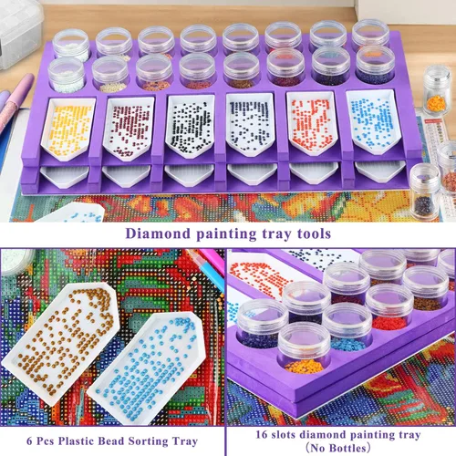 Miniatura 6 de Bandeja organizadora de accesorios de pintura de diamantes, contenedores de almacenamiento de clasificación de cuentas de pintura artística, kits