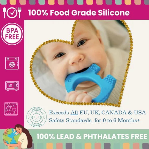 Miniatura 4 de Juguetes de dentición Baby Elefun para bebés 5X Alivio del dolor Sin retraso 0-6 meses Azul 34-38 Azul
