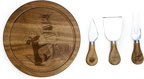Miniatura 13 de PICNIC TIME Disney Princess Cenicienta Juego de Tabla para Queso Brie de Acacia y Cuchillo, Tabla de Charcutería con Cajón Giratorio y Herramientas