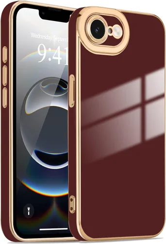 Miniatura 193 de Lafunda Diseñada para iPhone 13 Pro, fundas lujosas con chapado lindo para mujeres y niñas, elegante borde dorado, a prueba de golpes, TPU con funda